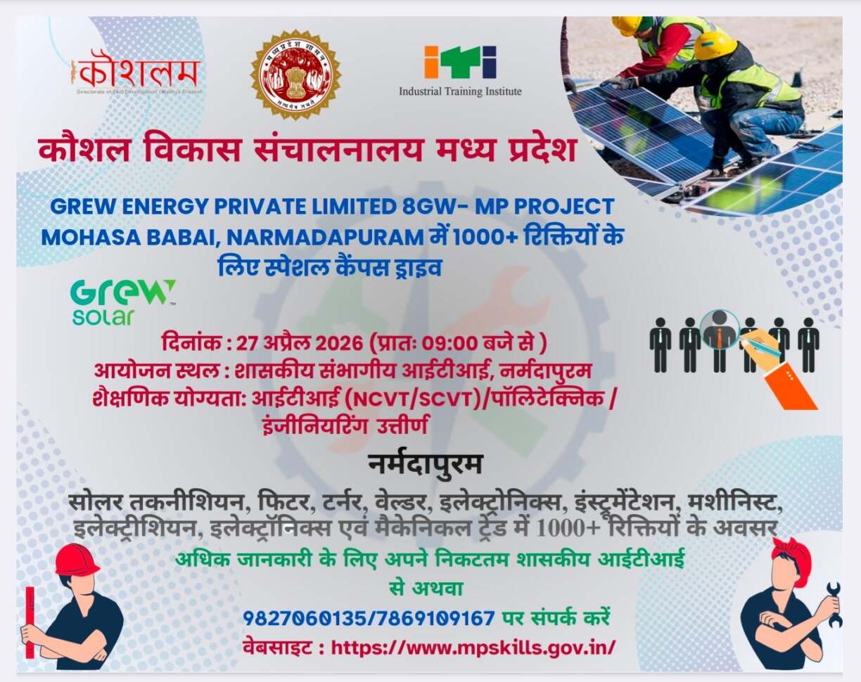 नर्मदापुरम में 27 अप्रैल को मेगा प्लेसमेवसर