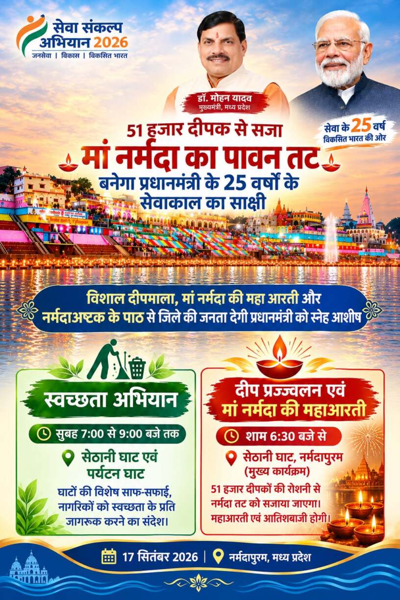 51 हजार दीपकों से सजेगा मां नर्मदा का पावन तट